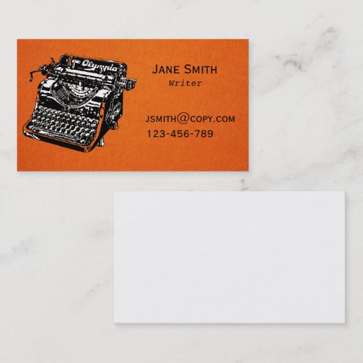 スタイリッシュなフリーランス・ライターのタイプライターのデザイン 名刺 (正面/裏面)