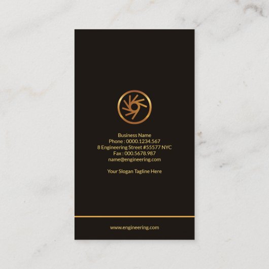 スタイリッシュなフレームの創造的な機械ギアエンジニア 名刺 (裏面)