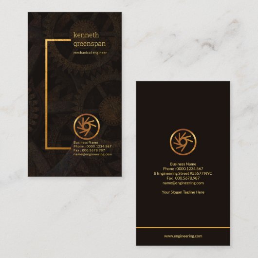 スタイリッシュなフレームの創造的な機械ギアエンジニア 名刺 (正面/裏面)