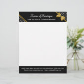 スタイリッシュなブティックの水玉模様のエレガントな金ゴールドのリボン レターヘッド (スタンド正面)