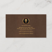 スタイリッシュなブラウンの革金ゴールドの正義は弁護士をはかりで測ました 名刺 (裏面)