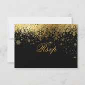 スタイリッシュなブラックとゴールドの雪の結晶 - RSVP (裏面)