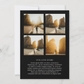 スタイリッシュなブラックフォトモダンウェディング セーブザデート (裏面)