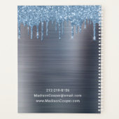 スタイリッシュなブルーの輝くドリップシルバーの予約 プランナー手帳 (裏面)