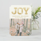 スタイリッシュなブロックフォントのゴールドグリッターが楽しいモダンホリデー シーズンカード (スタンド正面)