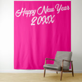 スタイリッシュなホットピンクと白のスクリプトでおめでとう新年 タペストリー (インサイチュ)