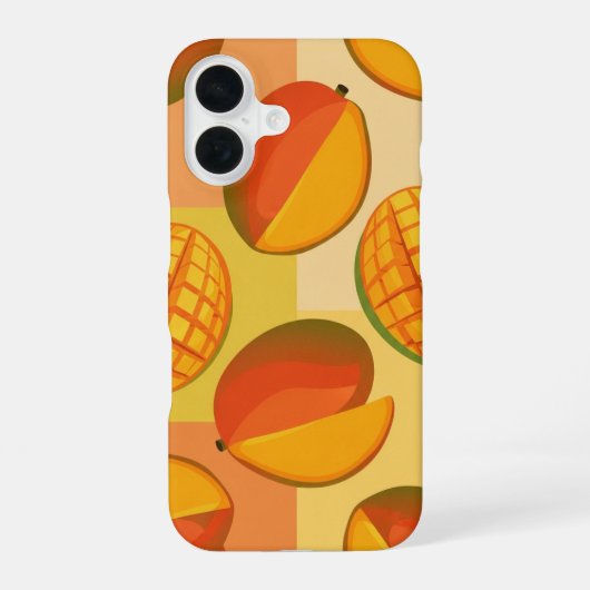 スタイリッシュなマンゴーを使ったヴィンテージ柄 iPhone 16ケース (裏面)
