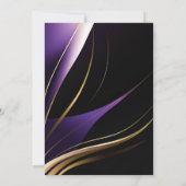 スタイリッシュなモダンな紫と金の抽象的なカラリリー 招待状 (裏面)