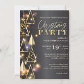 スタイリッシュなモダンゴールドブラックビジネスクリスマスパーティー 招待状 (正面)
