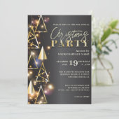 スタイリッシュなモダンゴールドブラックビジネスクリスマスパーティー 招待状 (スタンド正面)