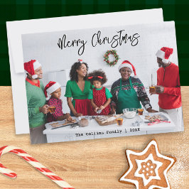 スタイリッシュなモダンスクリプトの写真 メリークリスマス シーズンカード