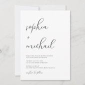 スタイリッシュなモダンスクリプト ブラック＆ホワイトの結婚式 招待状 (正面)