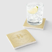 スタイリッシュなモダンミニマルゴールドのリターンアドレス ストーンコースター (横)