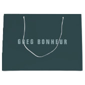 スタイリッシュなモダン名 | 青灰色 ラージペーパーバッグ (正面)