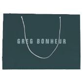 スタイリッシュなモダン名 | 青灰色 ラージペーパーバッグ (裏面)