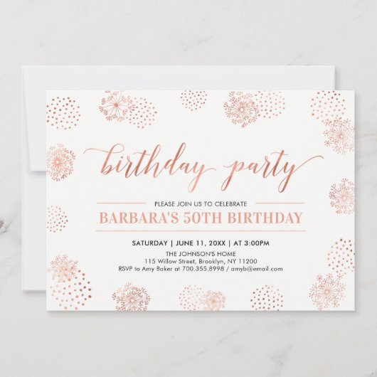 スタイリッシュなモダン50歳、60歳の誕生日パーティー 招待状 (正面)