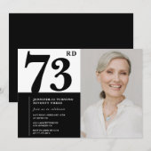 スタイリッシュなモノクロ写真 73歳の誕生日 招待状 (正面/裏面)