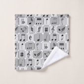 スタイリッシュなモノクロ幾何学的な音楽はパターンに注意します バスタオルセット (ウォッシュタオル)