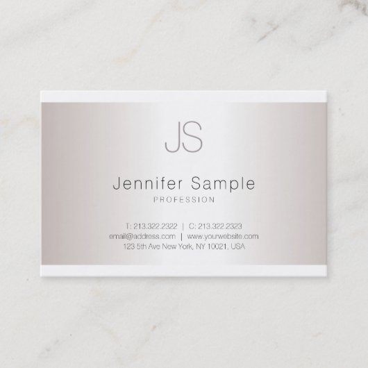 スタイリッシュなモノグラムのお洒落なデザインのサロンの銀のモダン 名刺 (正面)