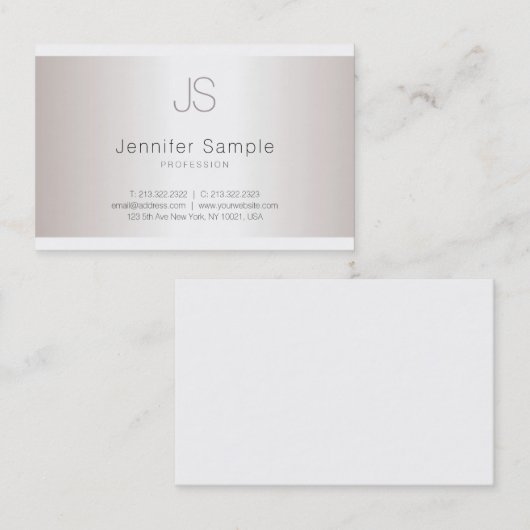 スタイリッシュなモノグラムのお洒落なデザインのサロンの銀のモダン 名刺 (正面/裏面)