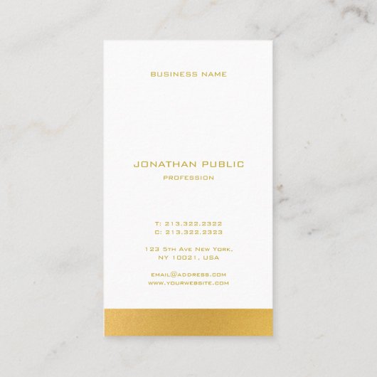 スタイリッシュなモノグラムのエレガントでモダンな金ゴールドのテンプレート 名刺 (裏面)