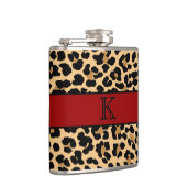 スタイリッシュなモノグラムのヒョウのプリント及び赤くカスタムなフラスコ フラスク (右)
