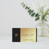 スタイリッシュなモノグラムの白および金ゴールドの明白な贅沢 名刺 (スタンド正面)