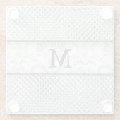 スタイリッシュなモノグラムの銀製灰色デザイナー ガラスコースター (裏面)