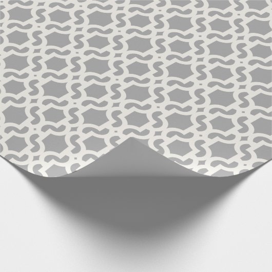 スタイリッシュなモロッコのアイボリーのクローバーの格子パターン ラッピングペーパー (角)