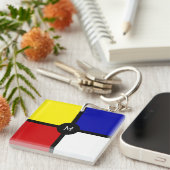 スタイリッシュなモンドリアン風アートのモノグラム キーホルダー (正面右)