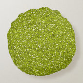 スタイリッシュなライムグリーンのグリッター ラウンドクッション (裏面)