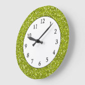 スタイリッシュなライムグリーンのグリッター ラージ壁時計 (傾斜)