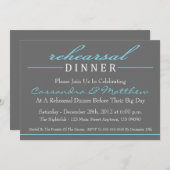 スタイリッシュなリハーサルの夕食のパーティの招待状(青い) 招待状 (正面/裏面)