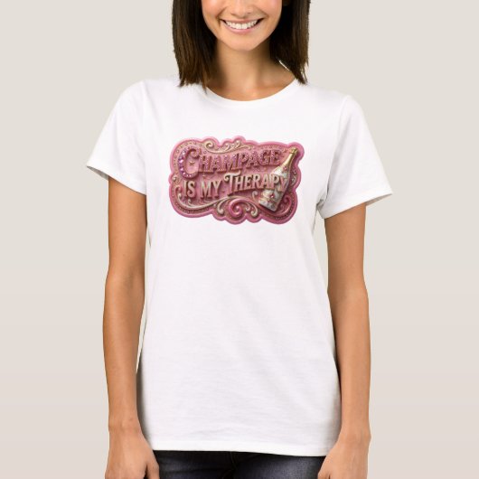 スタイリッシュなレッド シャンパンが私の癒し Statement Tee Tシャツ (正面)