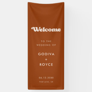 スタイリッシュなレトロな焦茶色の私たちの結婚式にようこそ 横断幕