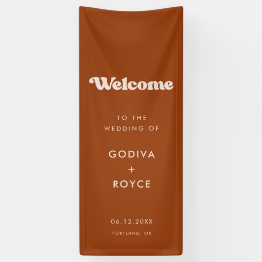 スタイリッシュなレトロな焦茶色の私たちの結婚式にようこそ 横断幕 (縦)