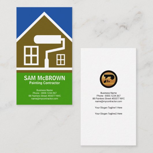スタイリッシュなレトロのブラウンの家ペンキの仕事ペインター 名刺 (正面/裏面)