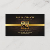 スタイリッシュなレトロの金ゴールドの家場面モチーフの建築 名刺 (正面)