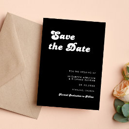 スタイリッシュなレトロブラック＆ホワイトの結婚式 セーブザデート