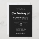 スタイリッシュなレトロブラック&ホワイトの結婚式 招待状 (正面)