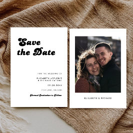 スタイリッシュなレトロモノクロ写真の結婚式 セーブザデート