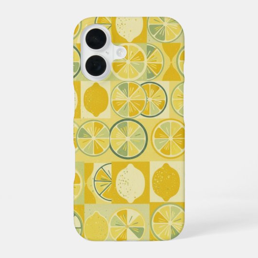 スタイリッシュなレモンのモチーフ ヴィンテージ iPhone 16ケース (裏面)