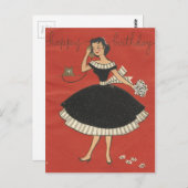 スタイリッシュなヴィンテージのバースデー・カード ポストカード (正面/裏面)