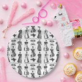 スタイリッシュなヴィンテージの女性白黒パーティーのプレート ペーパープレート (パーティー)