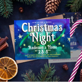 スタイリッシュなヴィンテージの空色のクリスマスの夜 招待状