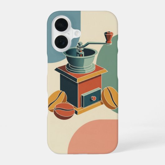 スタイリッシュなヴィンテージ コーヒーグラインダー iPhone 16ケース (裏面)