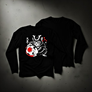 スタイリッシュな侍猫 日本 サッカーTシャツ フットボールファン向け トライブレンドＴシャツ
