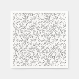 スタイリッシュな優雅なリニアブランチと葉 スタンダードカクテルナプキン
