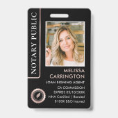 スタイリッシュな公証人写真QR IDブラックローズゴールド バッジ (表面)