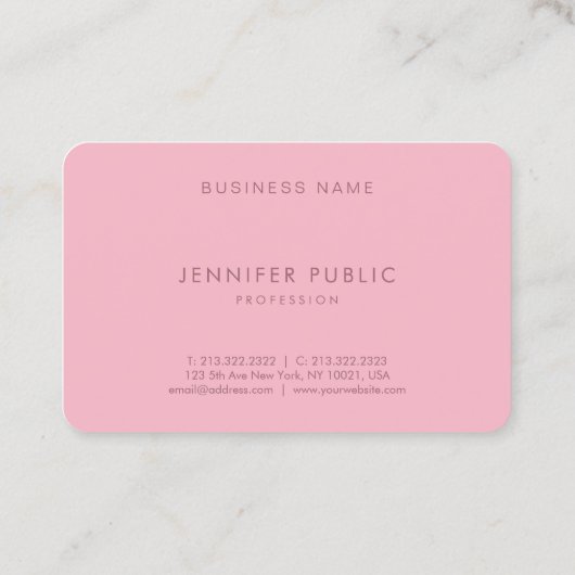 スタイリッシュな円形にされた淡いピンクのシンプルな設計のテンプレート 名刺 (裏面)